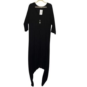 Pinc Black Asymmetrical Maxi Dress Necklace Detail 3/4 Sleeve‎ Size 3X SharkBite